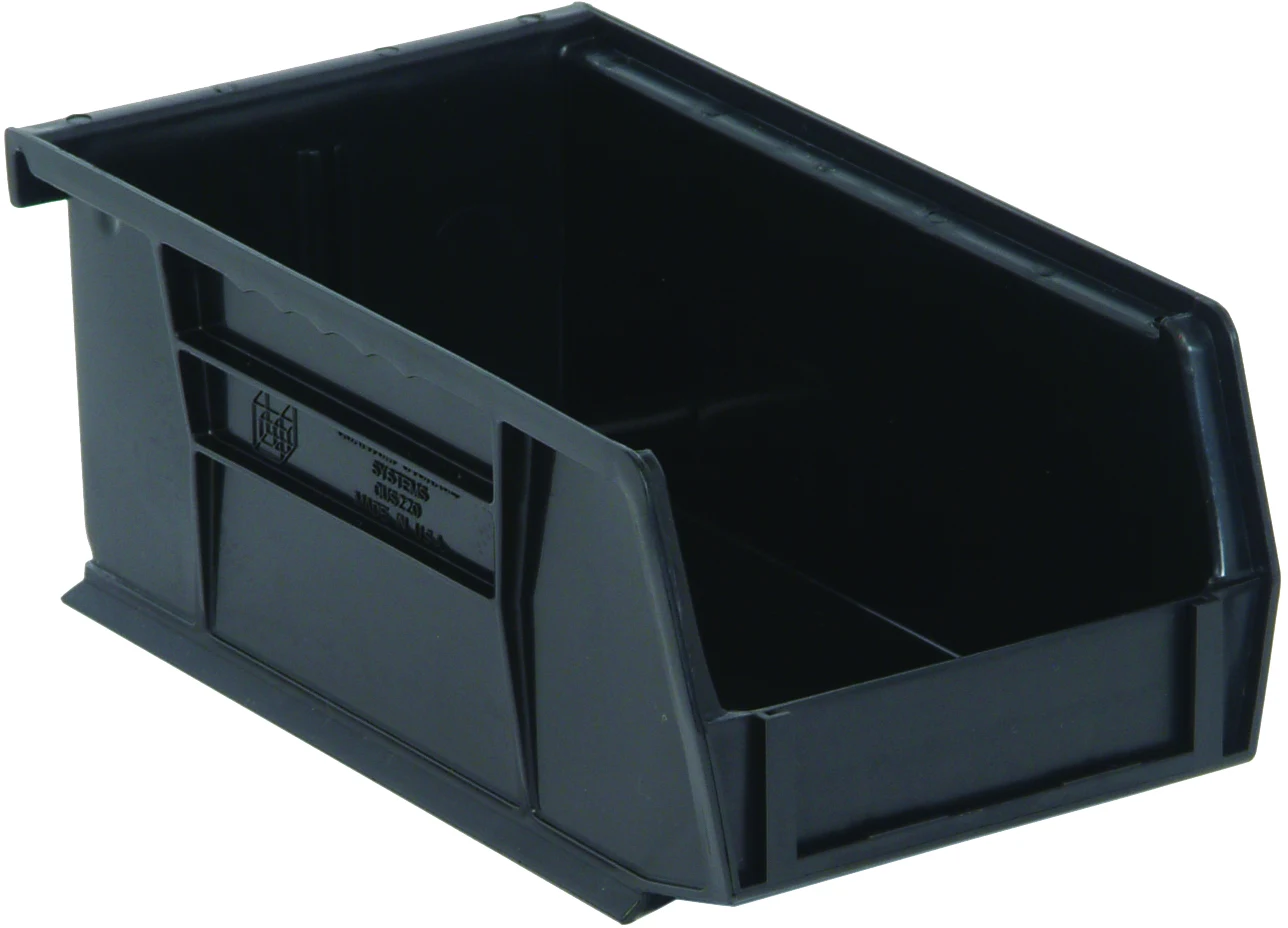 Quantum QUS220BKCS Stack & Hang Bin, 4-1/8"W x 7-3/8"D x 3"H, 15 lb capacity, Black, Case of 24