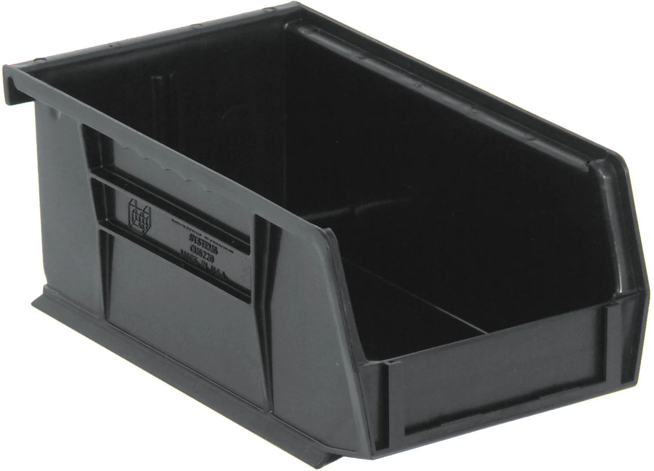Quantum QUS220BRCS Stack & Hang Bin, 4-1/8"W x 7-3/8"D x 3"H, 15 lb capacity, Black, Case of 24