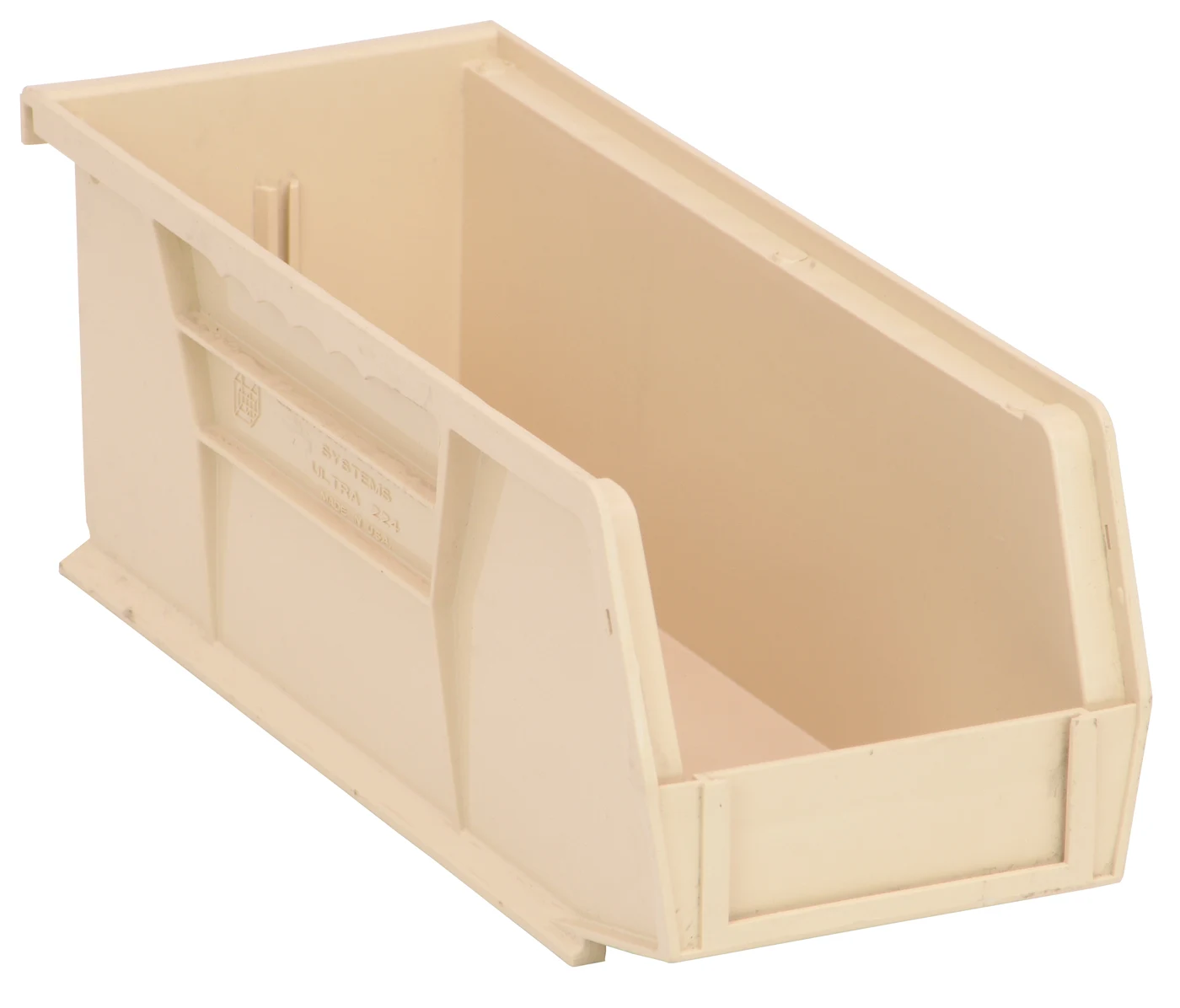 Quantum QUS224IVCS Stack & Hang Bin, 4-1/8"W x 10-7/8"D x 4"H, 35 lb capacity, Ivory, Case of 12