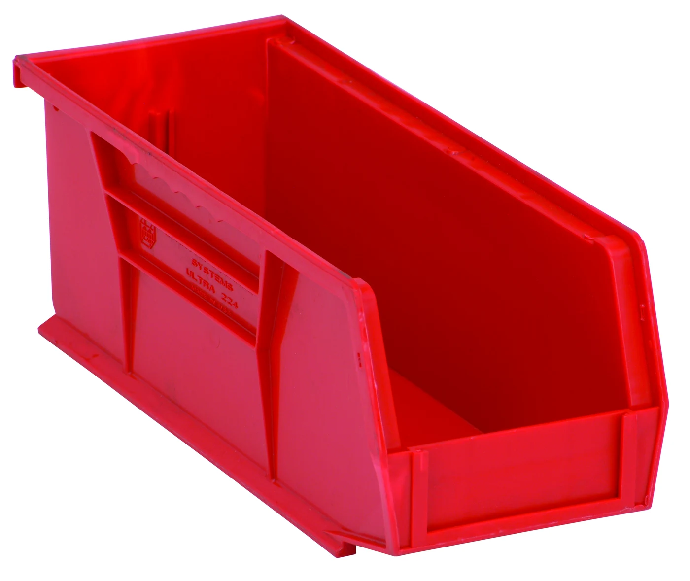 Quantum QUS224RDCS Stack & Hang Bin, 4-1/8"W x 10-7/8"D x 4"H, 35 lb capacity, Red, Case of 12