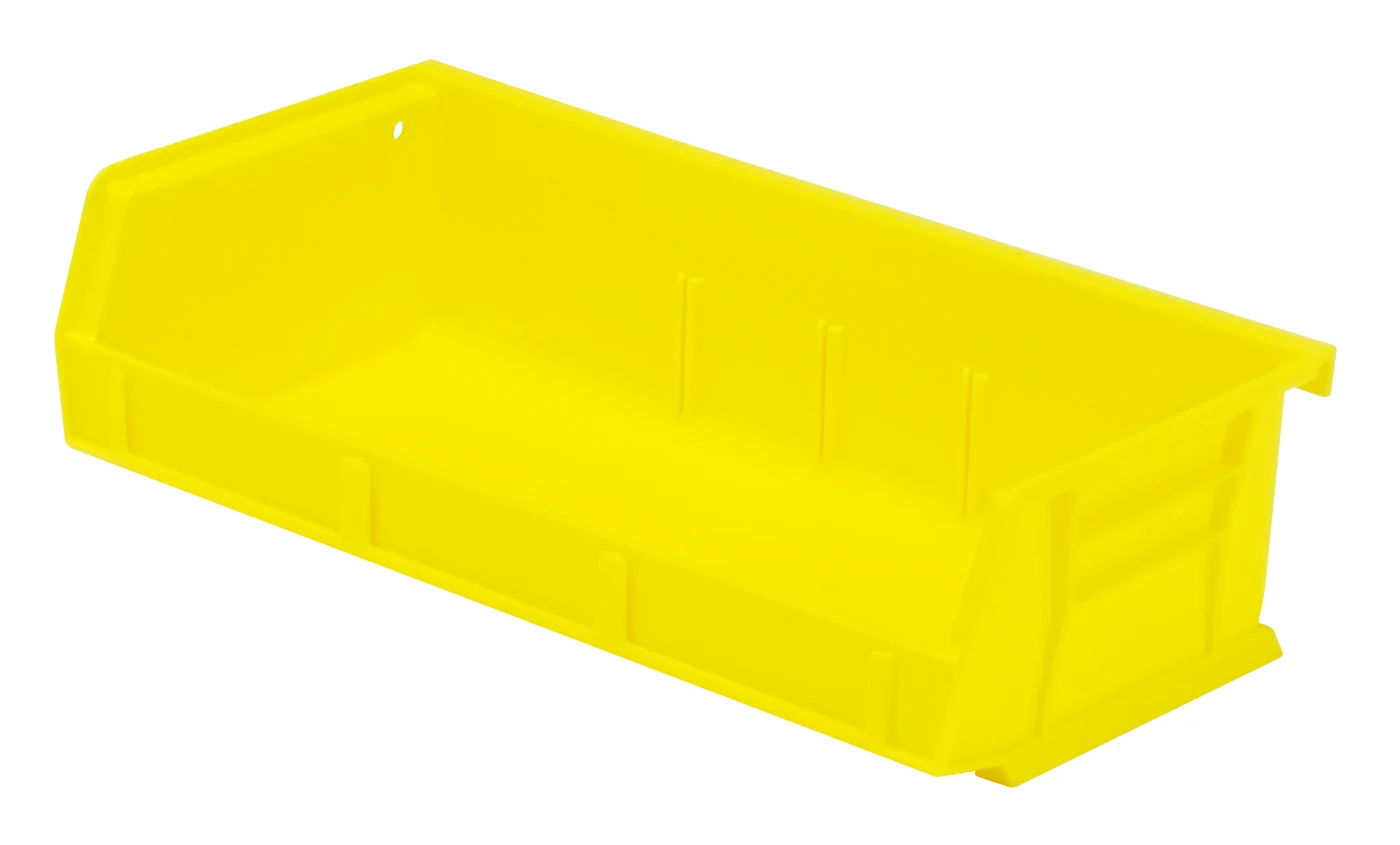 Quantum QUS232YLCS Stack & Hang Bin, 11"W x 5-3/8"D x 3"H, 35 lb capacity, Yellow, Case of 8