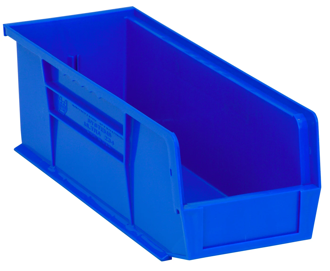 Quantum QUS234BLCS Stack & Hang Bin, 5-1/2"W x 14-3/4"D x 5"H, 55 lb capacity, Blue, Case of 12