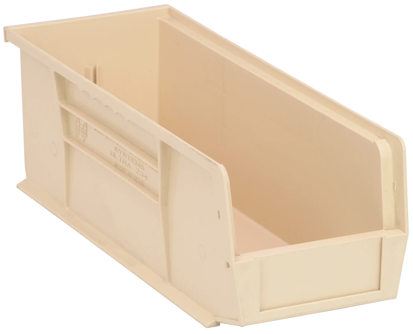 Quantum QUS234IVCS Stack & Hang Bin, 5-1/2"W x 14-3/4"D x 5"H, 55 lb capacity, Ivory, Case of 12