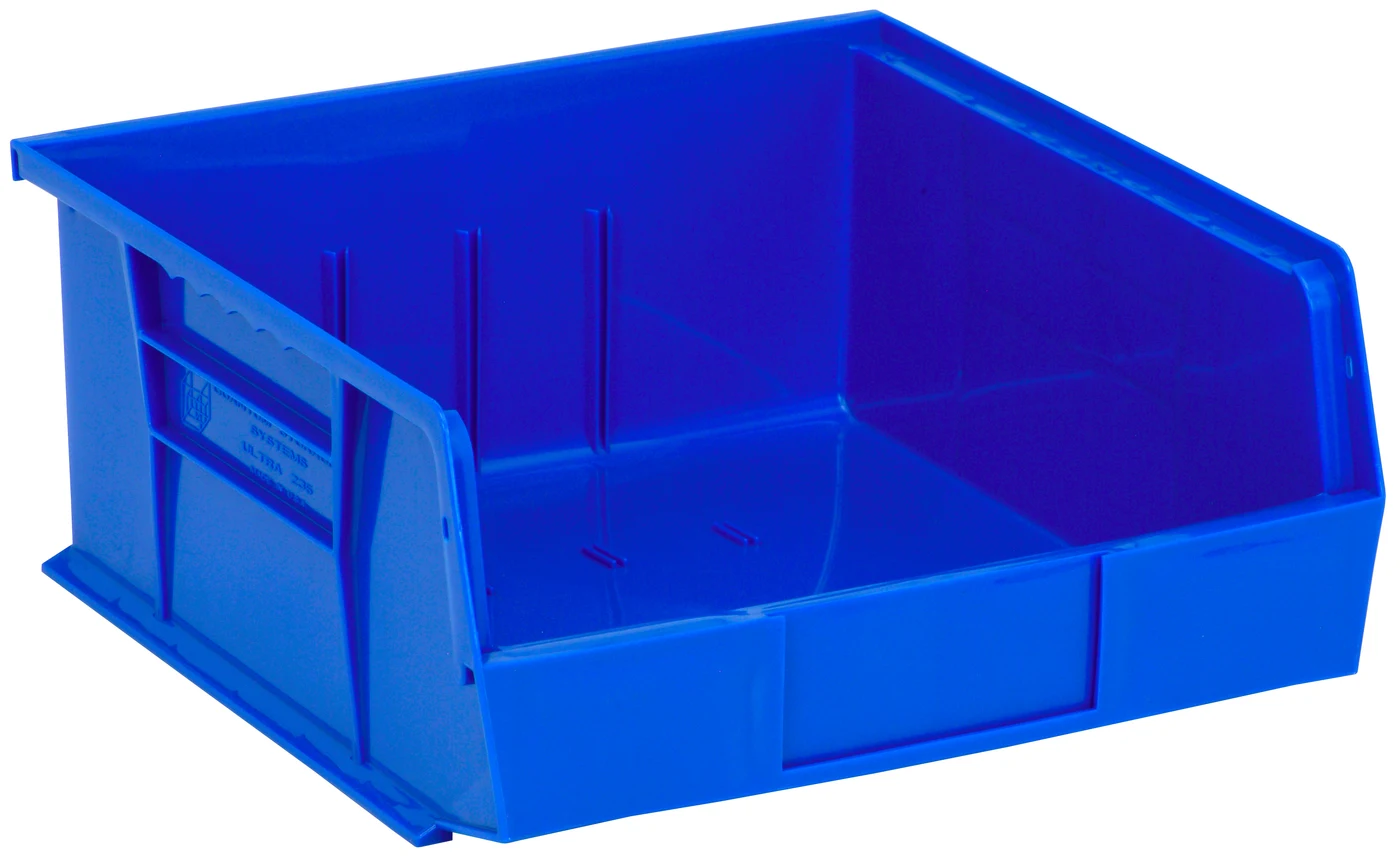 Quantum QUS235BLCS Stack & Hang Bin, 11"W x 10-7/8"D x 5"H, 55 lb capacity, Blue, Case of 6
