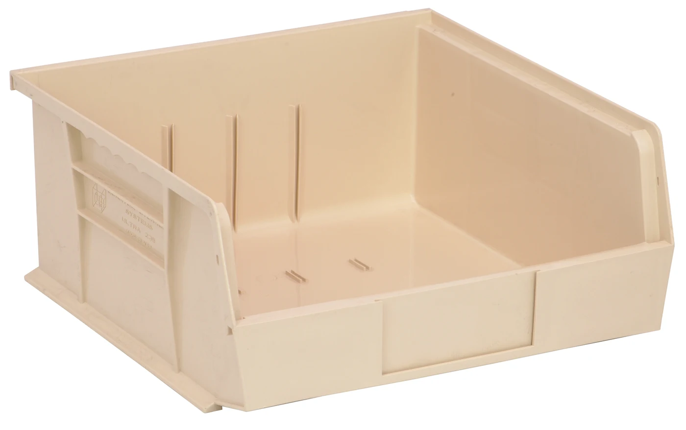 Quantum QUS235IVCS Stack & Hang Bin, 11"W x 10-7/8"D x 5"H, 55 lb capacity, Ivory, Case of 6