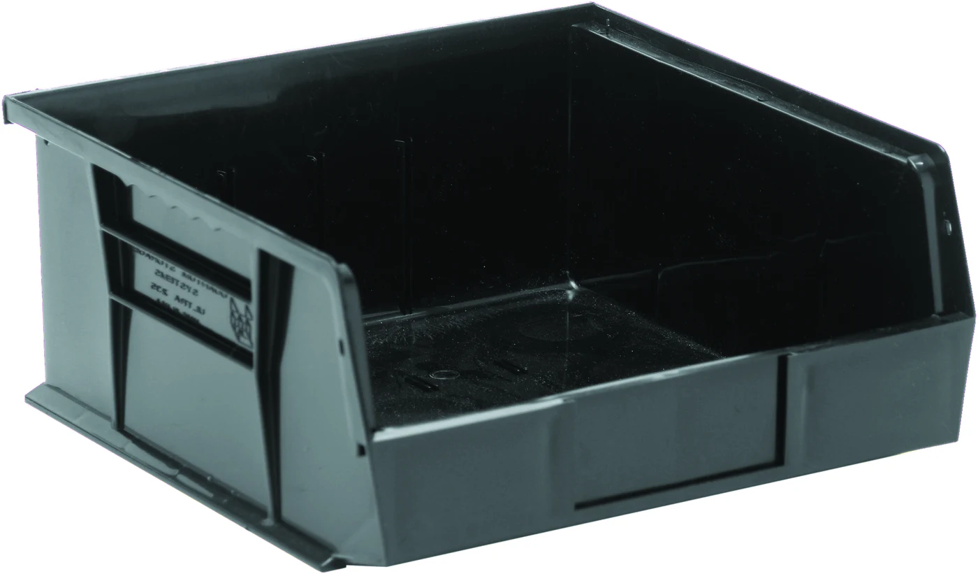 Quantum QUS235COCS Stack & Hang Bin, 11"W x 10-7/8"D x 5"H, 55 lb capacity, Black, Case of 6