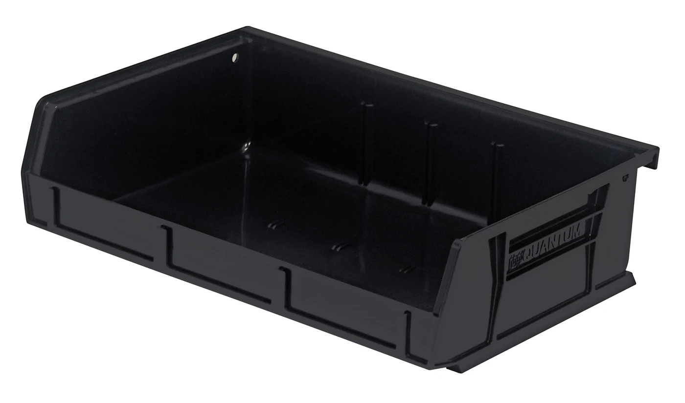 Quantum QUS236BKCS Stack & Hang Bin, 11"W x 7-3/8"D x 3"H, 35 lb capacity, Black, Case of 8
