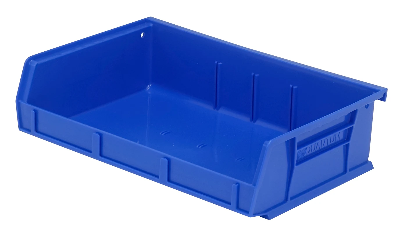 Quantum QUS236BLCS Stack & Hang Bin, 11"W x 7-3/8"D x 3"H, 35 lb capacity, Blue, Case of 8
