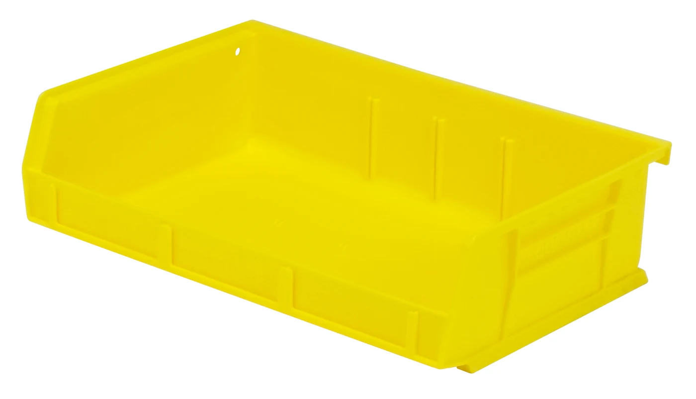 Quantum QUS236YLCS Stack & Hang Bin, 11"W x 7-3/8"D x 3"H, 35 lb capacity, Yellow, Case of 8