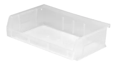 Quantum QUS236CLCS Stack & Hang Bin, 11"W x 7-3/8"D x 3"H, 35 lb capacity, Clear, Case of 8