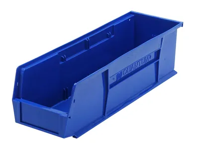 Quantum QUS238BLCS Stack & Hang Bin, 5-1/2"W x 18"D x 5"H, 45 lb capacity, Blue, Case of 12