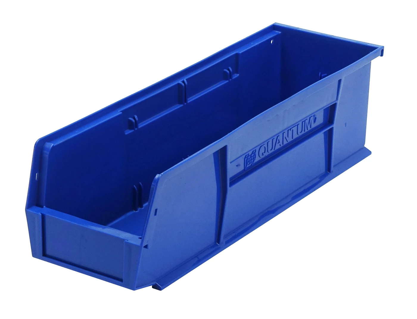 Quantum QUS238BLCS Stack & Hang Bin, 5-1/2"W x 18"D x 5"H, 45 lb capacity, Blue, Case of 12