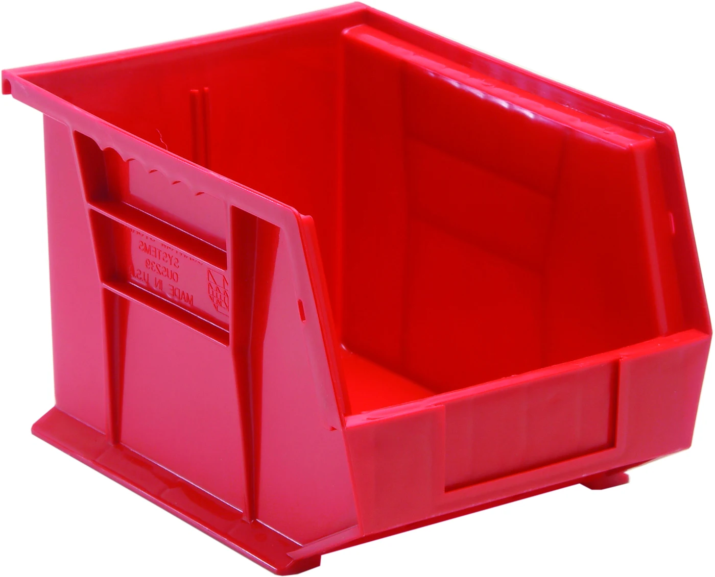 Quantum QUS239RDCS Stack & Hang Bin, 8-1/4"W x 10-3/4"D x 7"H, 55 lb capacity, Red, Case of 6