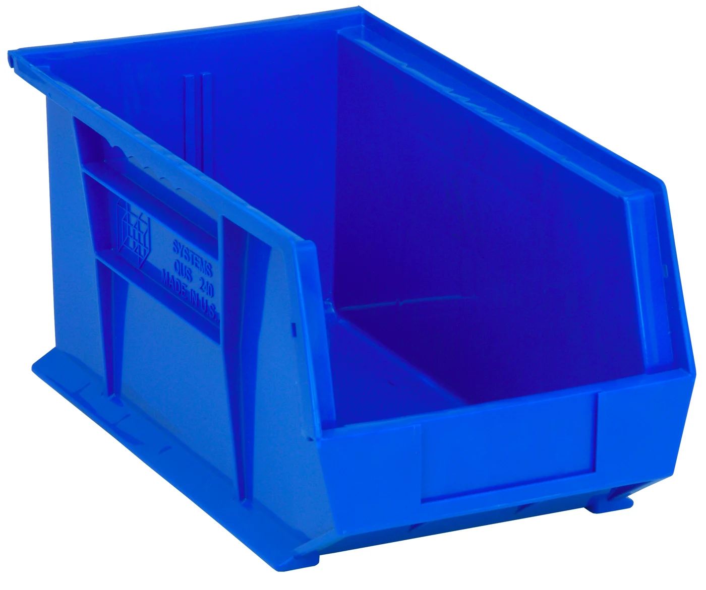 Quantum QUS240BLCS Stack & Hang Bin, 8-1/4"W x 14-3/4"D x 7"H, 65 lb capacity, Blue, Case of 12