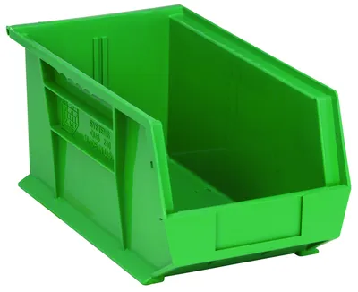 Quantum QUS240GNCS Stack & Hang Bin, 8-1/4"W x 14-3/4"D x 7"H, 65 lb capacity, Green, Case of 12