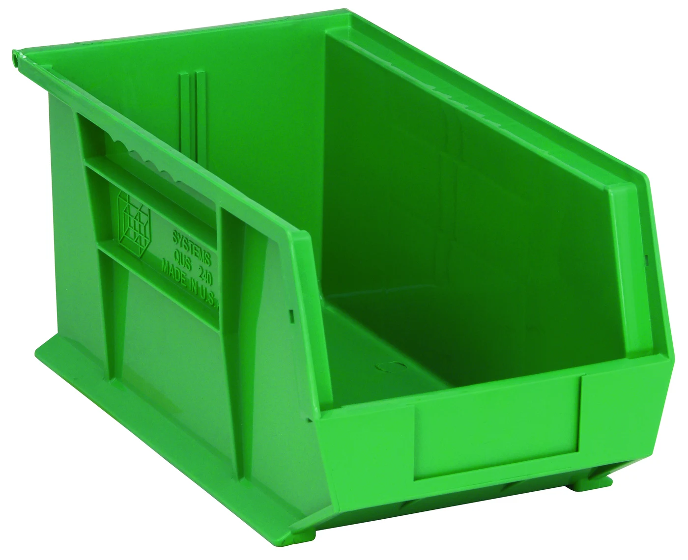Quantum QUS240GNCS Stack & Hang Bin, 8-1/4"W x 14-3/4"D x 7"H, 65 lb capacity, Green, Case of 12