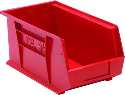 Quantum QUS240RDCS Stack & Hang Bin, 8-1/4"W x 14-3/4"D x 7"H, 65 lb capacity, Red, Case of 12