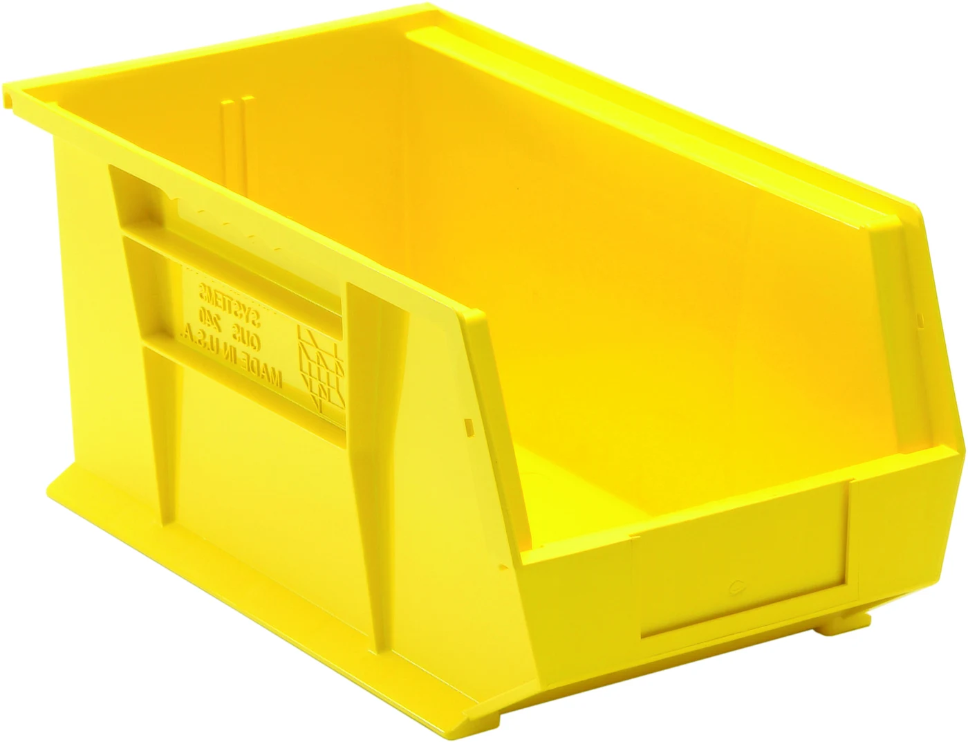 Quantum QUS240YLCS Stack & Hang Bin, 8-1/4"W x 14-3/4"D x 7"H, 65 lb capacity, Yellow, Case of 12