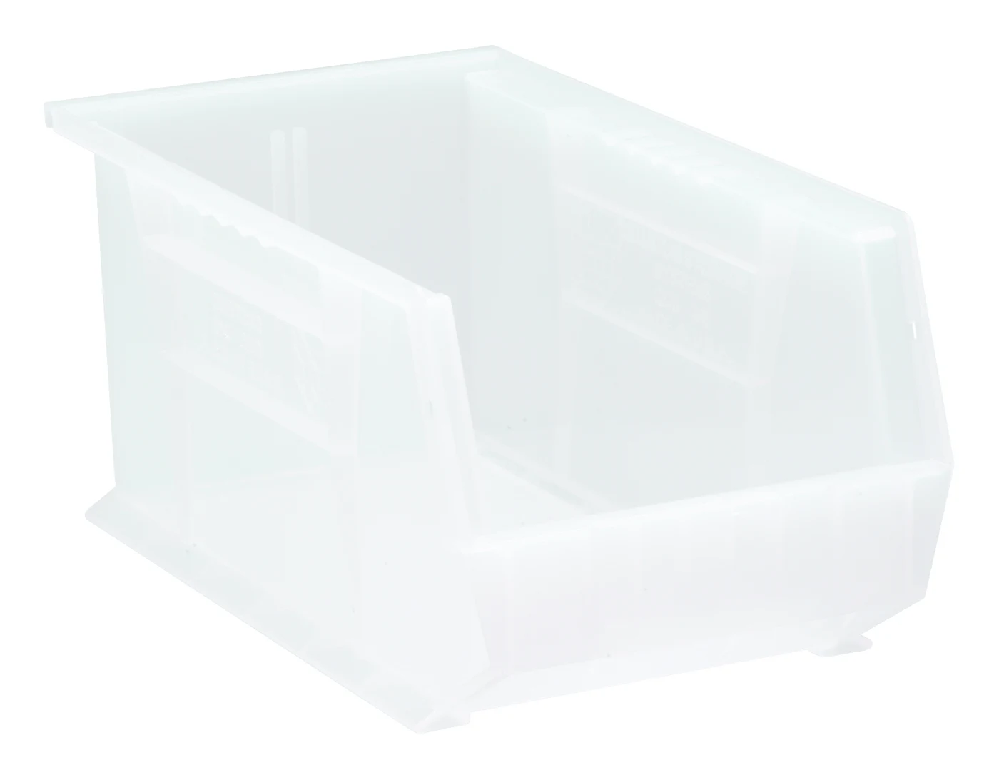 Quantum QUS240CLCS Stack & Hang Bin, 8-1/4"W x 14-3/4"D x 7"H, 65 lb capacity, Clear, Case of 12