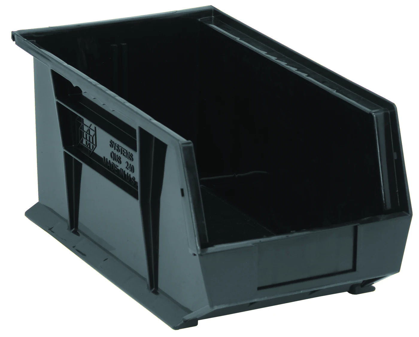 Quantum QUS240COCS Stack & Hang Bin, 8-1/4"W x 14-3/4"D x 7"H, 65 lb capacity, Black, Case of 12