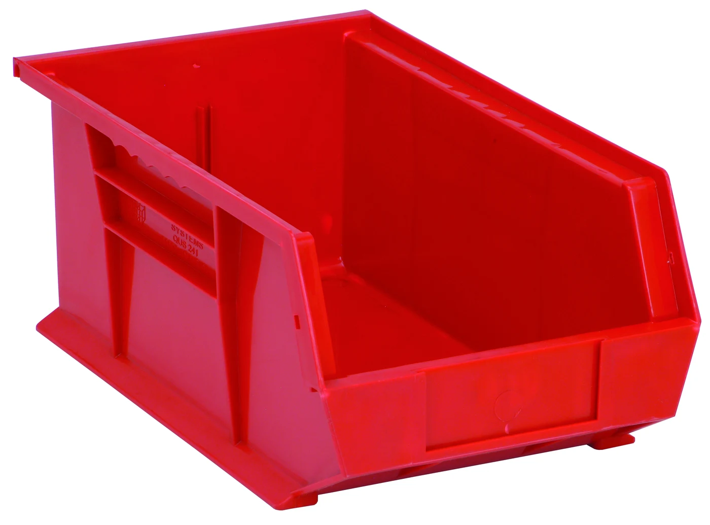 Quantum QUS241RDCS Stack & Hang Bin, 8-1/4"W x 13-5/8"D x 6"H, 65 lb capacity, Red, Case of 12