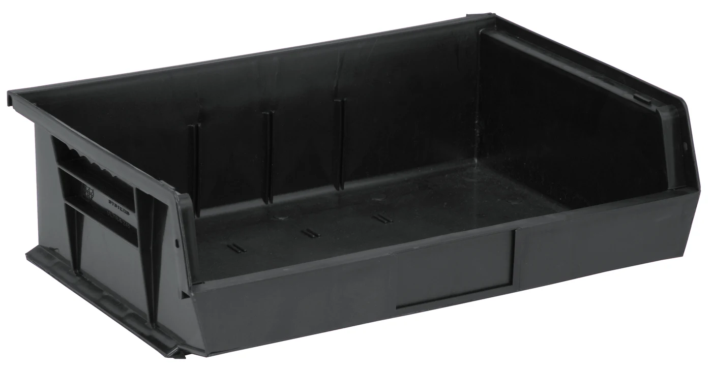 Quantum QUS248BRCS Stack & Hang Bin, 8-1/4"W x 18"D x 7"H, 80 lb capacity, Black, Case of 6
