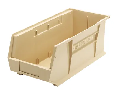 Quantum QUS248IVCS Stack & Hang Bin, 8-1/4"W x 18"D x 7"H, 80 lb capacity, Ivory, Case of 6
