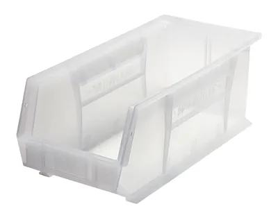 Quantum QUS248CLCS Stack & Hang Bin, 8-1/4"W x 18"D x 7"H, 80 lb capacity, Clear, Case of 6