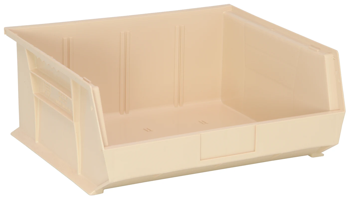 Quantum QUS250IVCS Stack & Hang Bin, 16-1/2"W x 14-3/4"D x 7"H, 80 lb capacity, Ivory, Case of 6