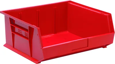 Quantum QUS250RDCS Stack & Hang Bin, 16-1/2"W x 14-3/4"D x 7"H, 80 lb capacity, Red, Case of 6