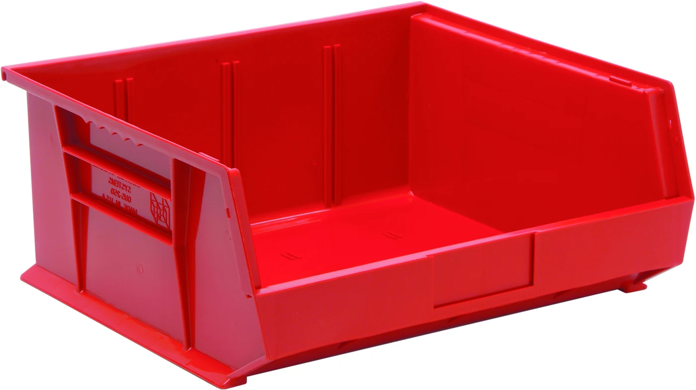 Quantum QUS250RDCS Stack & Hang Bin, 16-1/2"W x 14-3/4"D x 7"H, 80 lb capacity, Red, Case of 6