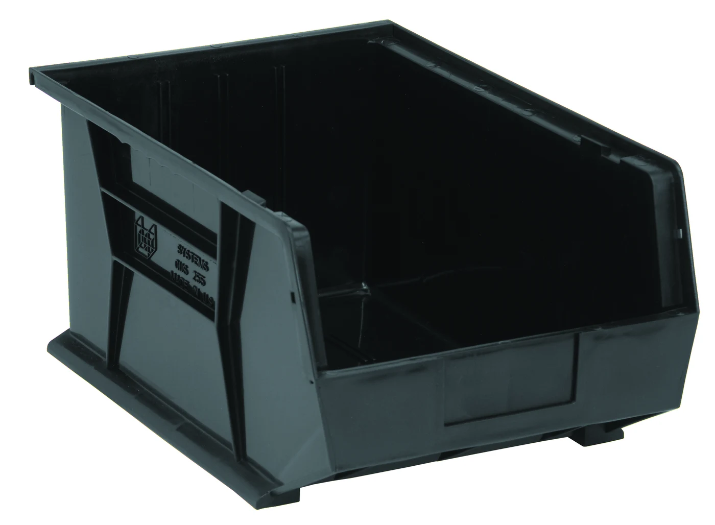 Quantum QUS255BKCS Stack & Hang Bin, 11"W x 16"D x 8"H, 80 lb capacity, Black, Case of 4