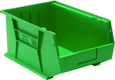 Quantum QUS255GNCS Stack & Hang Bin, 11"W x 16"D x 8"H, 80 lb capacity, Green, Case of 4
