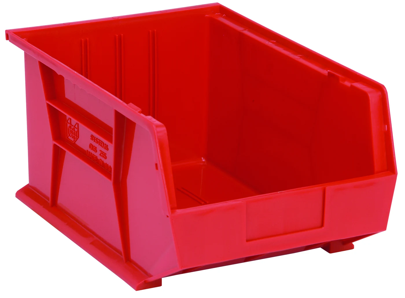 Quantum QUS255RDCS Stack & Hang Bin, 11"W x 16"D x 8"H, 80 lb capacity, Red, Case of 4