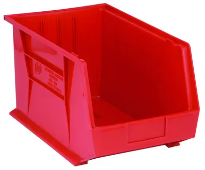 Quantum QUS260RDCS Stack & Hang Bin, 11"W x 18"D x 10"H, 80 lb capacity, Red, Case of 4