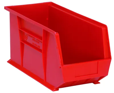 Quantum QUS265RDCS Stack & Hang Bin, 8-1/4"W x 18"D x 9"H, 65 lb capacity, Red, Case of 6