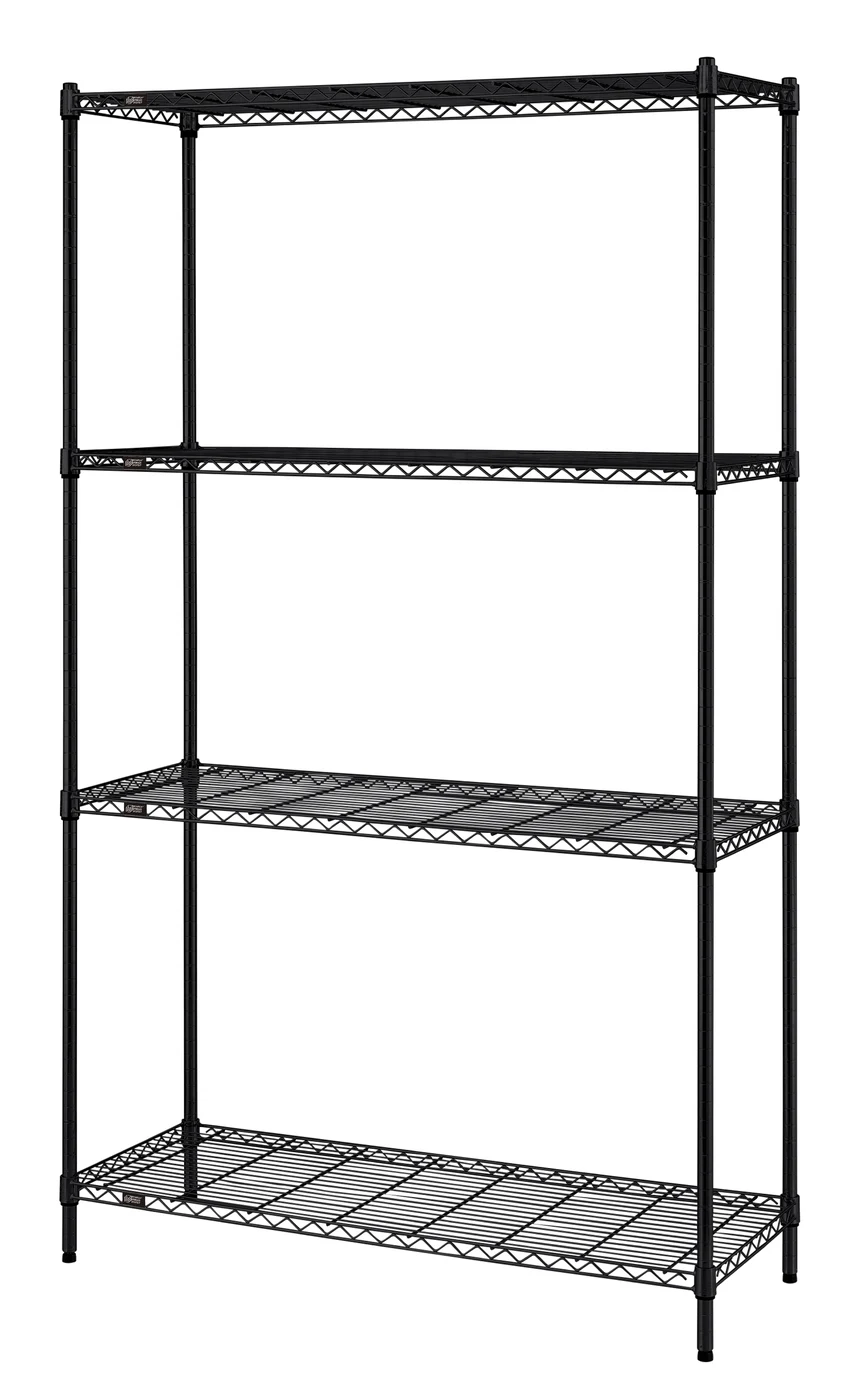 Quantum RWR72-2442LDBK Convenient Shelving Unit Pack, 24"W x 42"D x 72"H, 300 lb capacity, Black