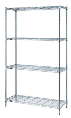 Quantum RWR72-2430LD Convenient Shelving Unit Pack, 24"W x 30"D x 72"H, 300 lb capacity, Chrome