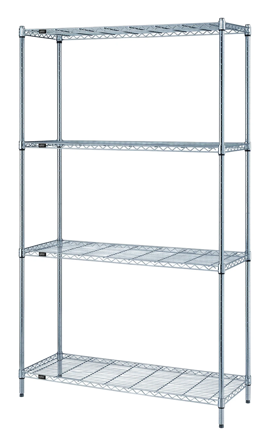 Quantum RWR72-2442LD Convenient Shelving Unit Pack, 24"W x 42"D x 72"H, 300 lb capacity, Chrome