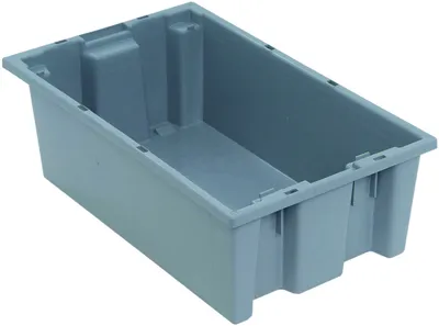 Quantum SNT180GY Stack and Nest Tote, 18"D x 11"W x 6"H, Gray