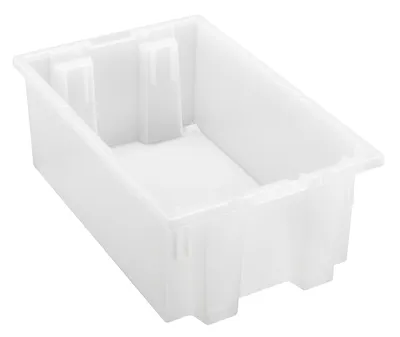 Quantum SNT180CL Stack and Nest Tote, 18"D x 11"W x 6"H, Clear