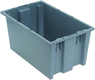 Quantum SNT185GY Stack and Nest Tote, 18"D x 11"W x 9"H, Gray