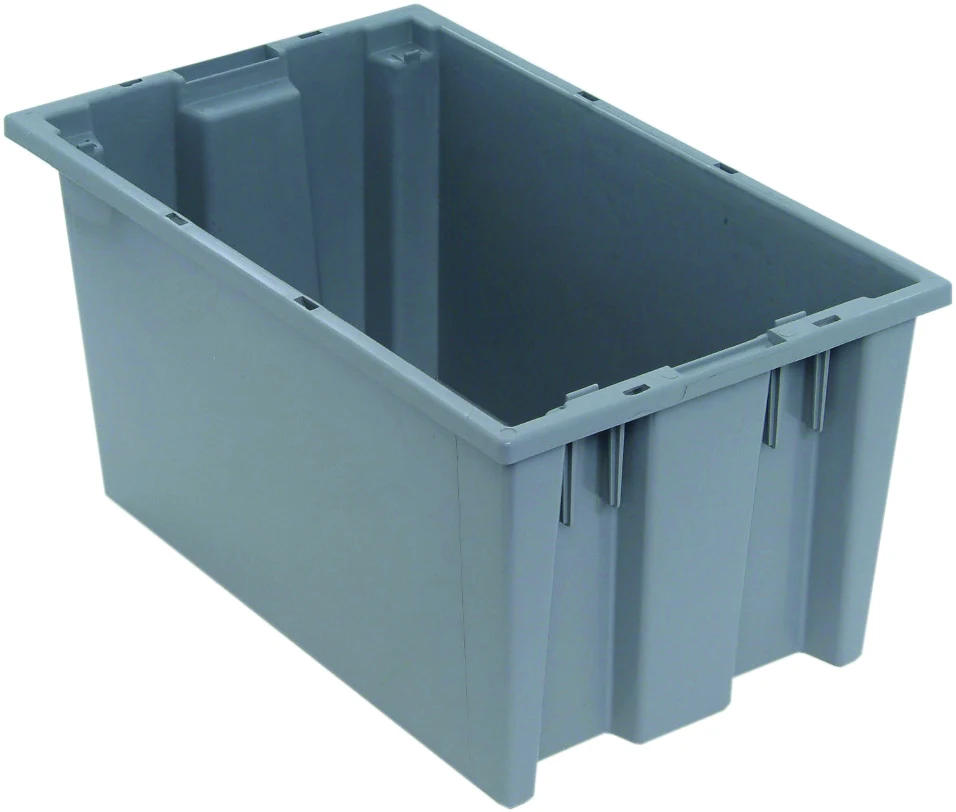 Quantum SNT185GYNB Stack and Nest Tote, 18"D x 11"W x 9"H, Gray