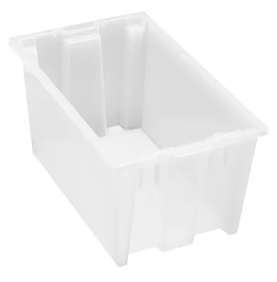 Quantum SNT185CL Stack and Nest Tote, 18"D x 11"W x 9"H, Clear