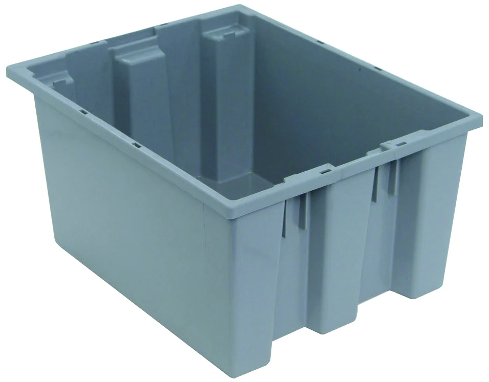 Quantum SNT190GY Stack and Nest Tote, 19-1/2"D x 15-1/2"W x 10"H, Gray
