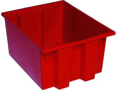 Quantum SNT190RD Stack and Nest Tote, 19-1/2"D x 15-1/2"W x 10"H, Red