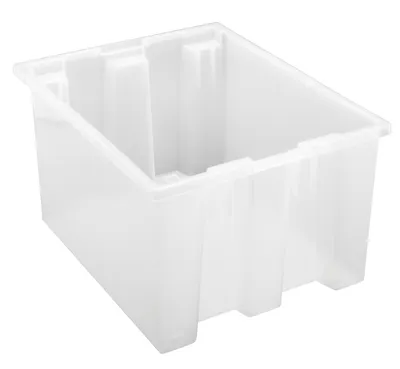 Quantum SNT190CL Stack and Nest Tote, 19-1/2"D x 15-1/2"W x 10"H, Clear