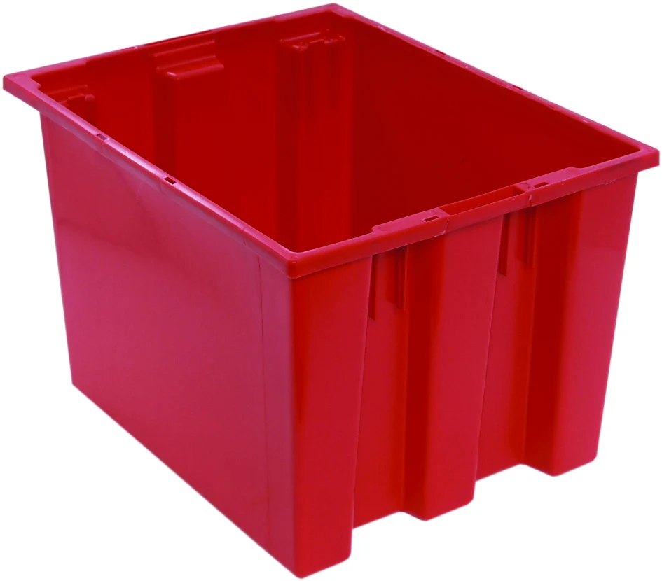 Quantum SNT195RD Stack and Nest Tote, 19-1/2"D x 15-1/2"W x 13"H, Red