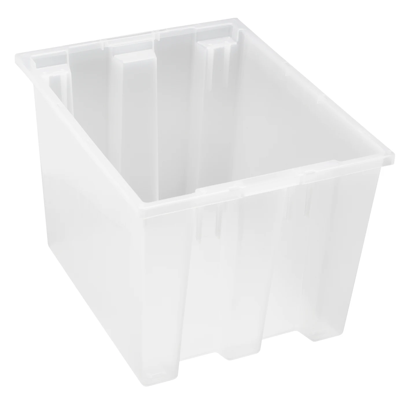 Quantum SNT195CLNB Stack and Nest Tote, 19-1/2"D x 15-1/2"W x 13"H, Clear