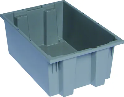Quantum SNT200GY Stack and Nest Tote, 19-1/2"D x 13-1/2"W x 8"H, Gray